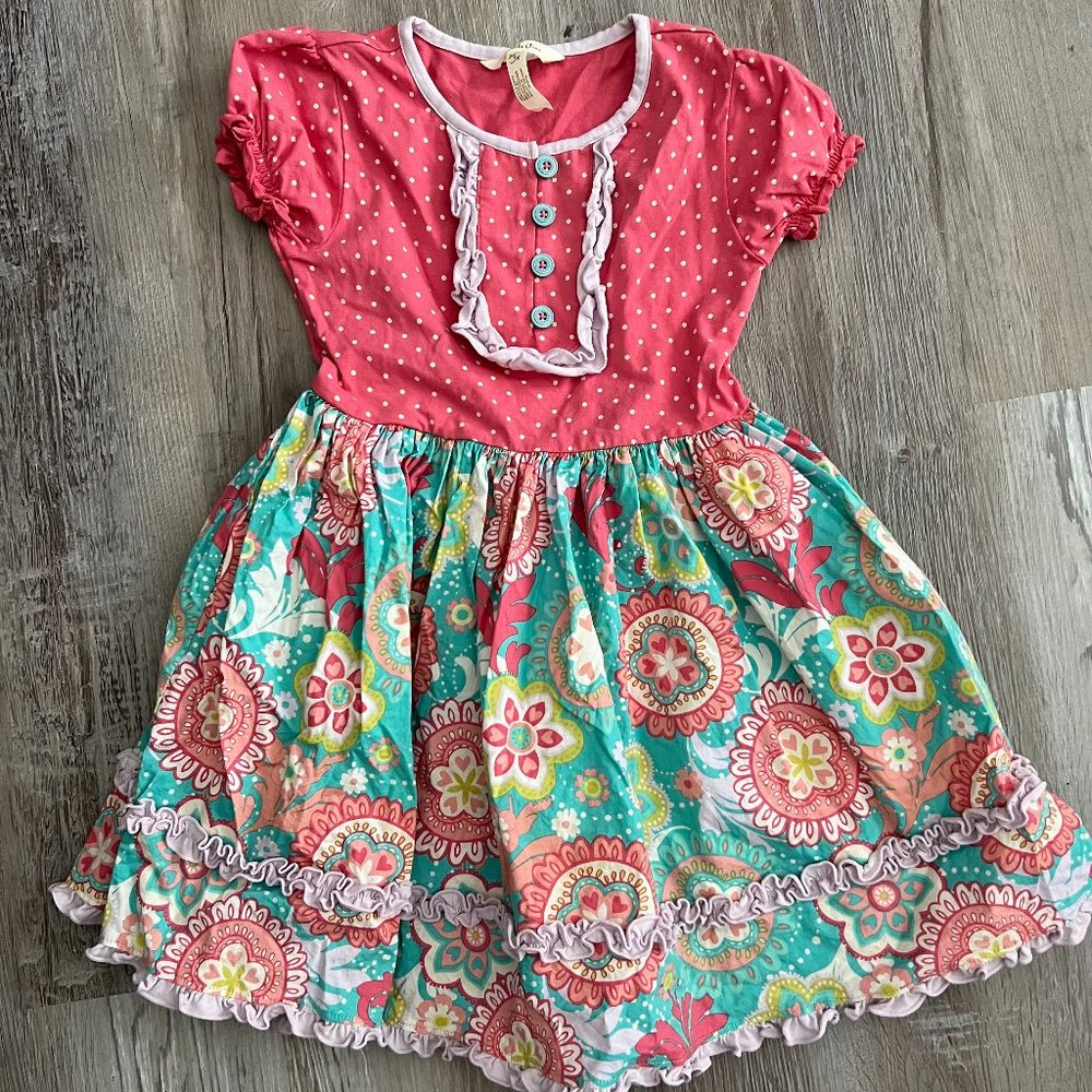 Matilda Jane Pink Polka Dot & Floral Dress Size 6